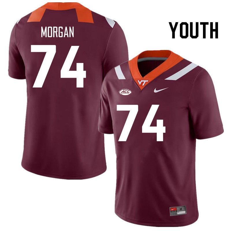 Youth #74 Jayson Morgan Virginia Tech Hokies College Football Jerseys Stitched Sale-Maroon